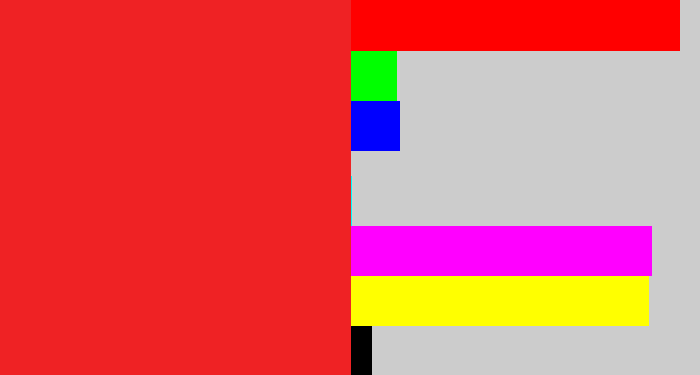 Hex color #ef2224 - vermillion