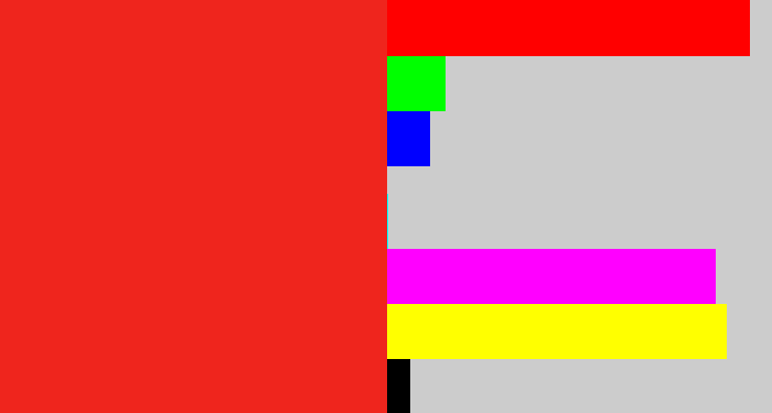 Hex color #ef251d - vermillion