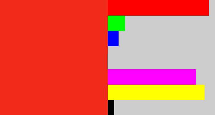 Hex color #ef2a19 - vermillion