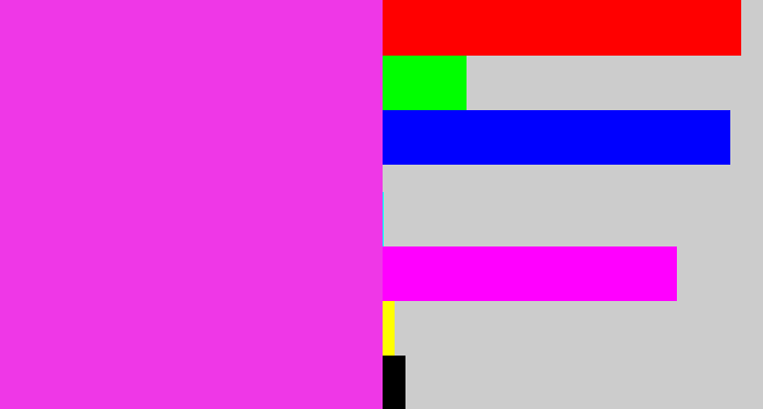 Hex color #ef37e7 - purple pink