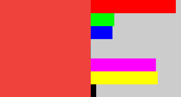 Hex color #ef423d - light red