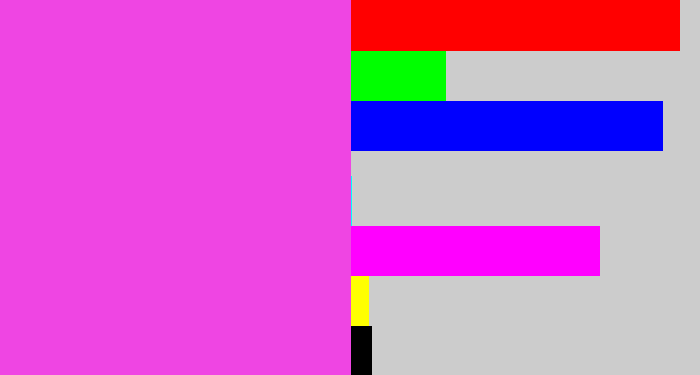 Hex color #ef45e3 - purple pink