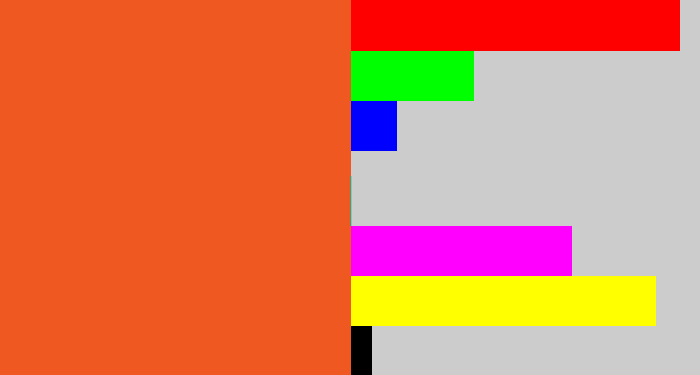 Hex color #ef5820 - reddish orange