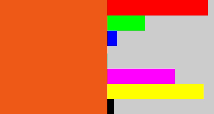 Hex color #ef5917 - reddish orange