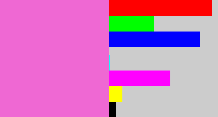 Hex color #ef68d3 - purply pink