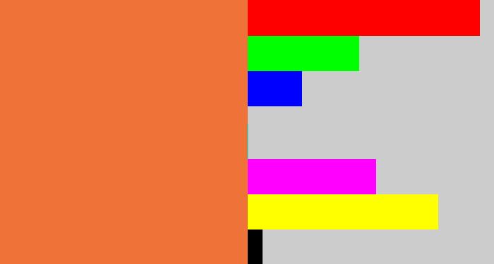 Hex color #ef7238 - dusty orange