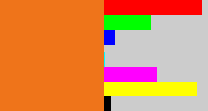 Hex color #ef741a - orange