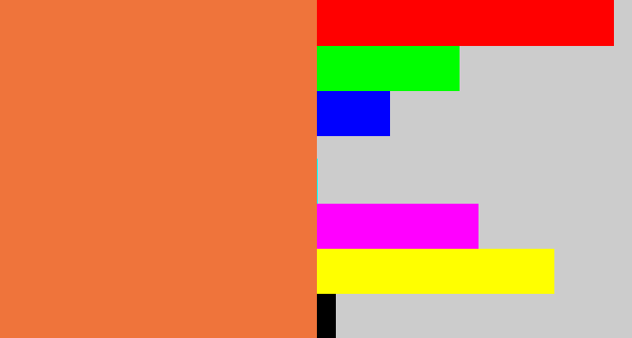 Hex color #ef743b - dusty orange
