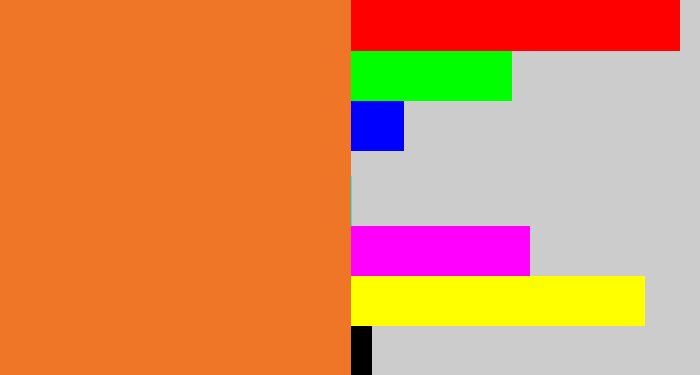 Hex color #ef7527 - dusty orange