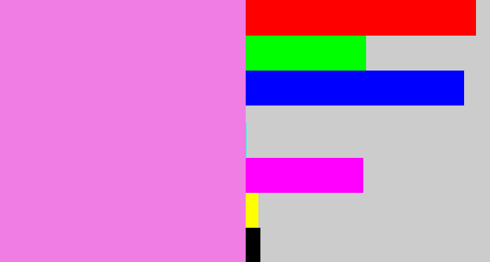 Hex color #ef7de4 - purply pink