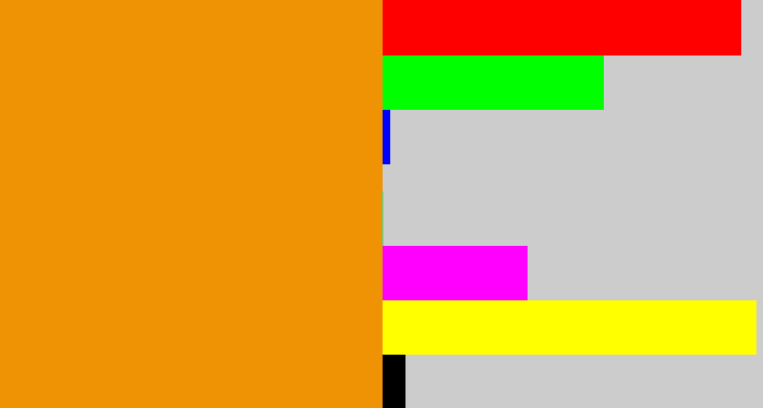 Hex color #ef9305 - tangerine