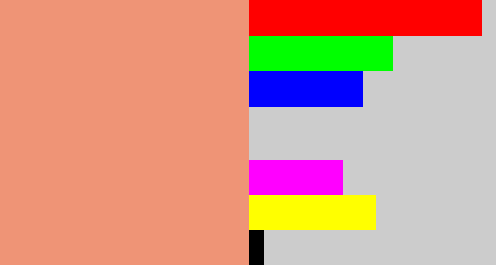 Hex color #ef9476 - pinkish tan