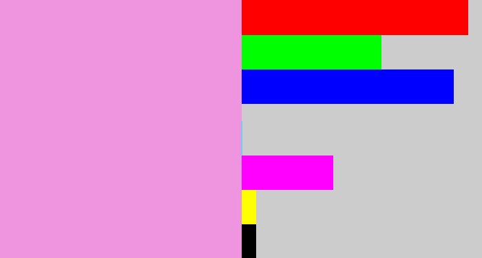 Hex color #ef95e0 - lavender pink