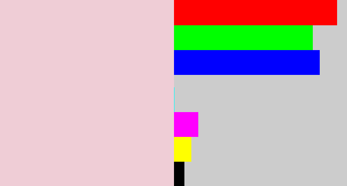 Hex color #efcdd6 - pale pink