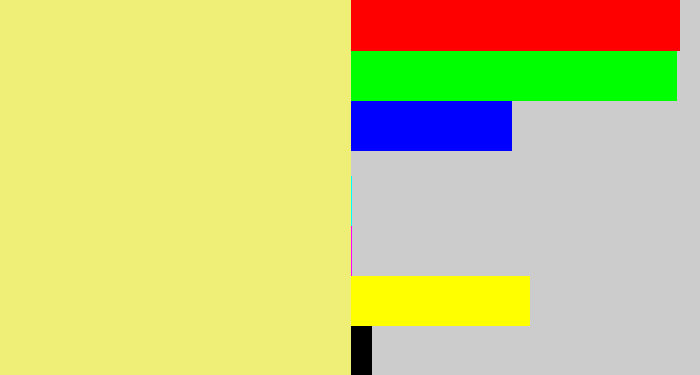 Hex color #efee76 - sandy yellow