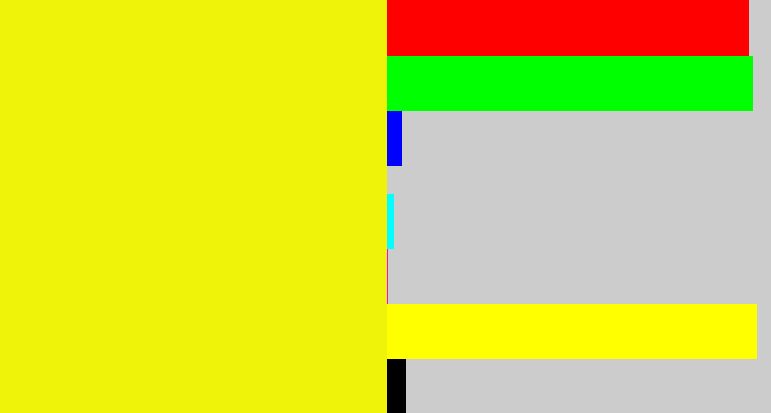 Hex color #eff309 - bright yellow