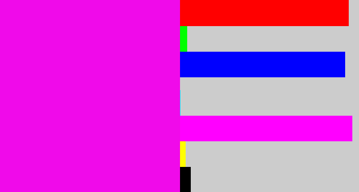 Hex color #f00aea - bright magenta