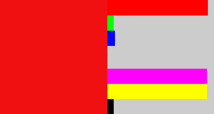 Hex color #f01011 - bright red