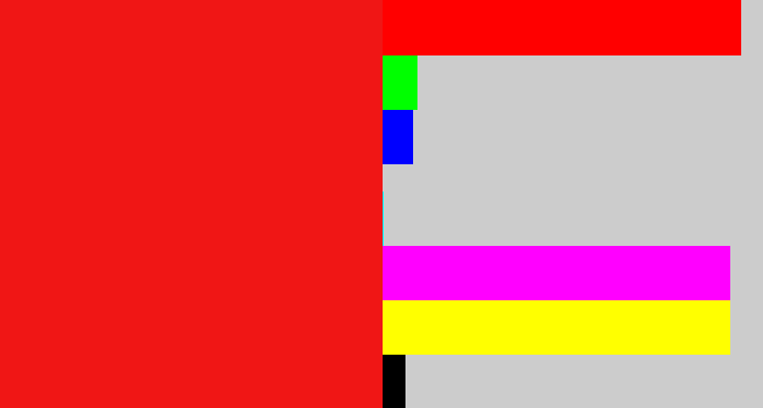 Hex color #f01615 - bright red