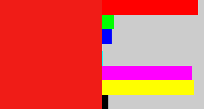 Hex color #f01c17 - vermillion