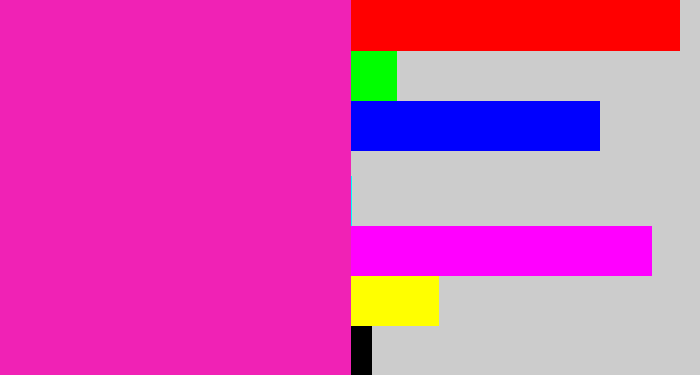 Hex color #f022b5 - bright pink