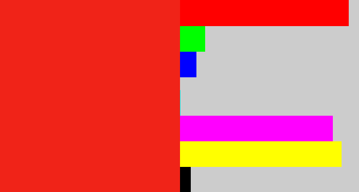 Hex color #f02318 - vermillion