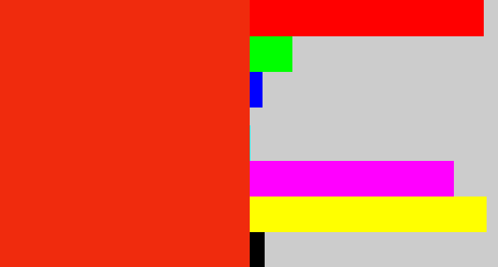 Hex color #f02b0d - vermillion
