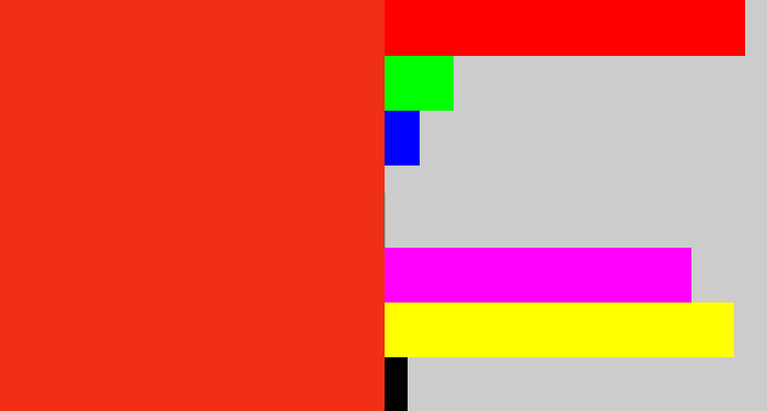 Hex color #f02f16 - vermillion