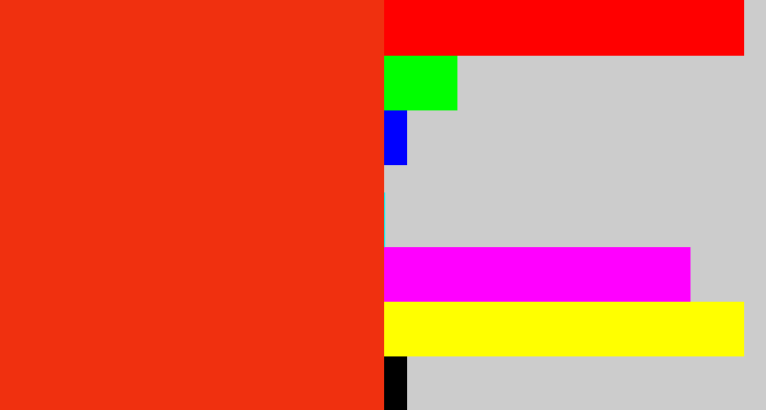 Hex color #f0300f - vermillion