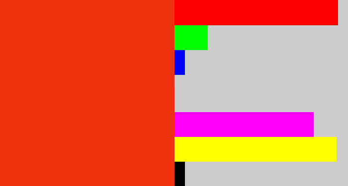 Hex color #f03110 - vermillion