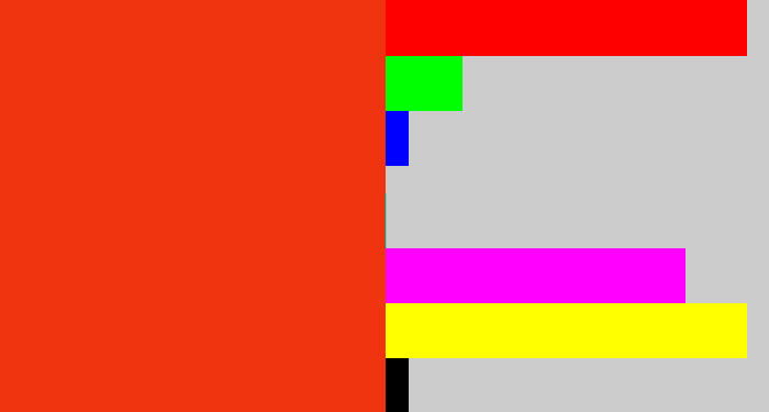 Hex color #f0340f - vermillion