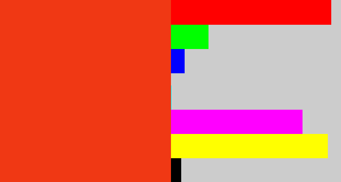 Hex color #f03814 - vermillion