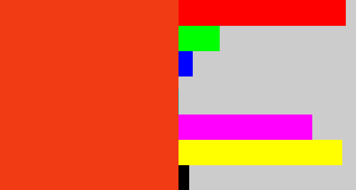 Hex color #f03b14 - vermillion