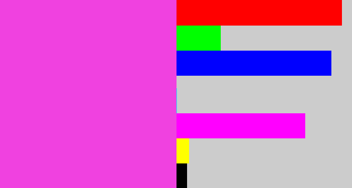 Hex color #f041e0 - purple pink