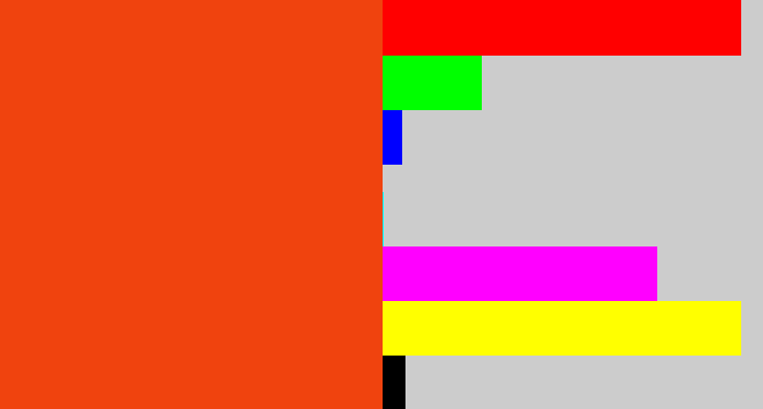 Hex color #f0430e - orangered