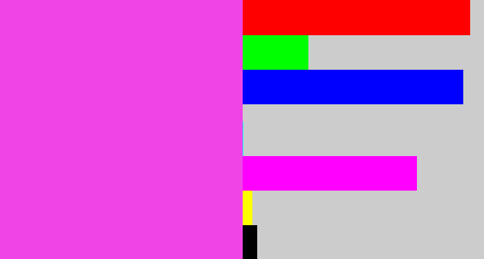 Hex color #f044e7 - purple pink