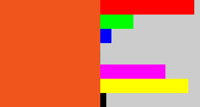 Hex color #f0551c - reddish orange