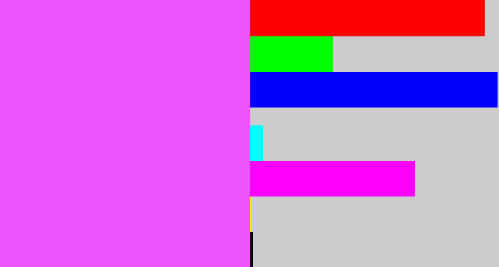 Hex color #f055fc - violet pink