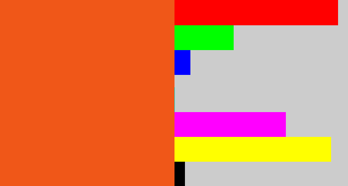 Hex color #f05718 - reddish orange