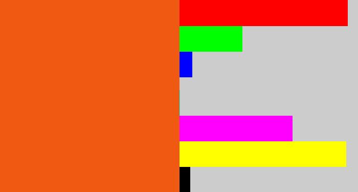 Hex color #f05912 - reddish orange