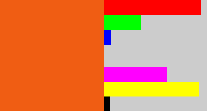 Hex color #f05d13 - reddish orange