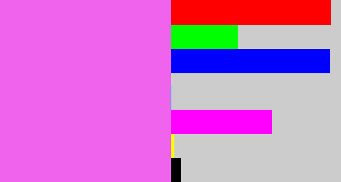 Hex color #f063ec - candy pink