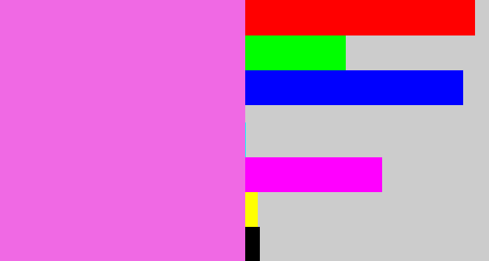 Hex color #f069e4 - purply pink