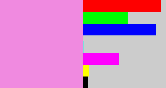 Hex color #f089e0 - purply pink