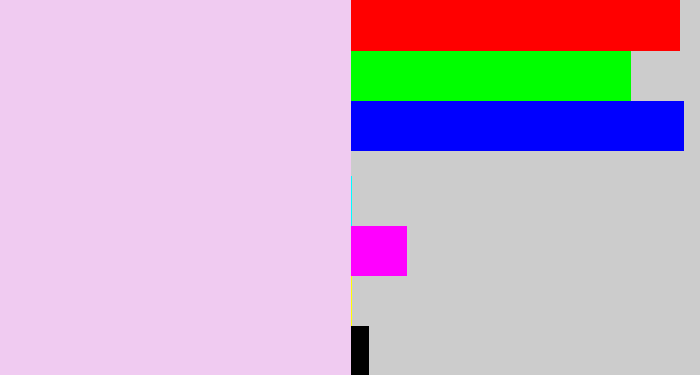 Hex color #f0cbf1 - very light purple