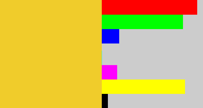 Hex color #f0cc2b - sun yellow
