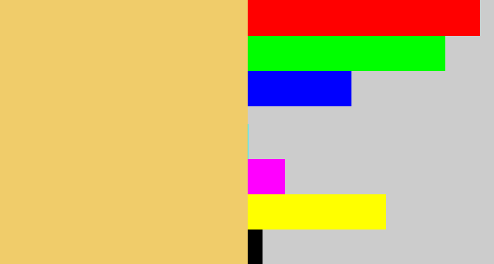 Hex color #f0cc6a - light mustard
