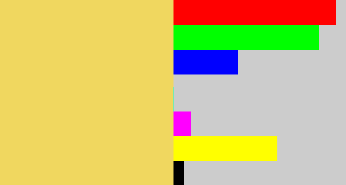 Hex color #f0d75f - dull yellow
