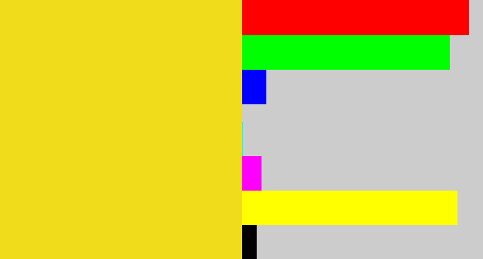 Hex color #f0dc1a - sun yellow