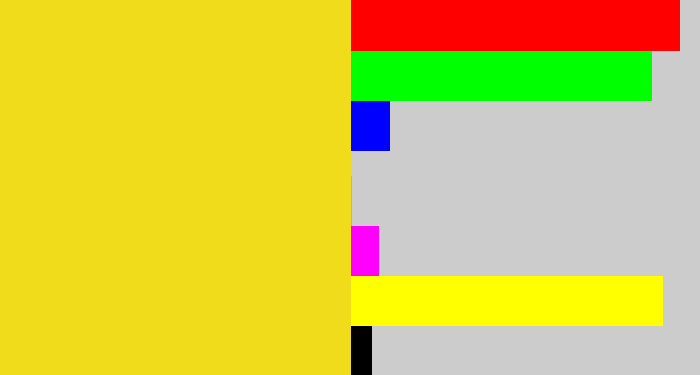 Hex color #f0dc1b - sun yellow